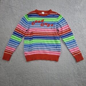 Spirit Halloween Chucky Good Guys Striped Distressed Sweater Adult S Colorblock